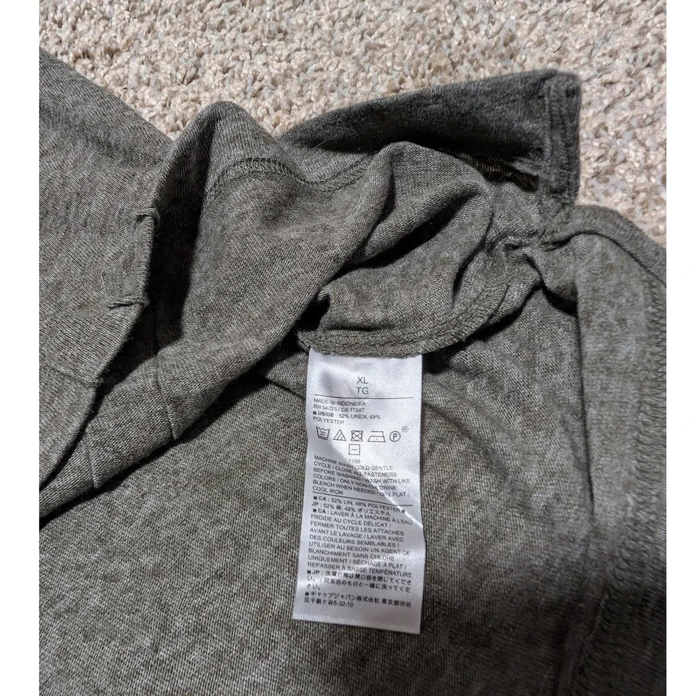 Banana Republic Gray Linen‎ Blend Button Up Shirt Short Sleeve Top New Men's XL